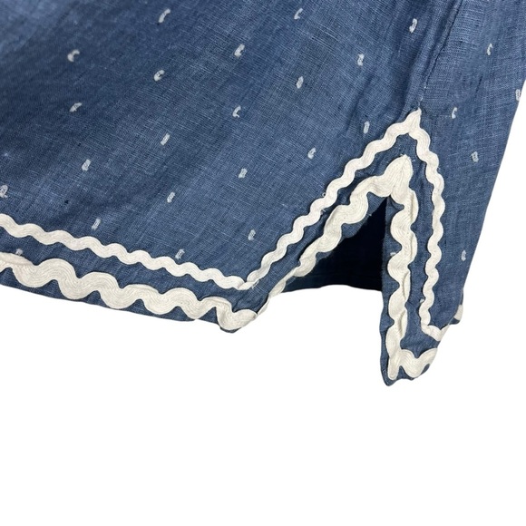 CHARTER CLUB Light Blue Linen Sleeveless Tunic Top with White Piping Trim size L - Picture 5 of 8